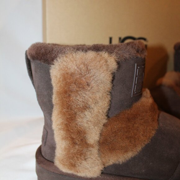 UGG WOMEN'S CHILLAPEAK CLASSIC SHORT SUEDE SHEARLING LINED BOOTS BROWN - Picture 3 of 8